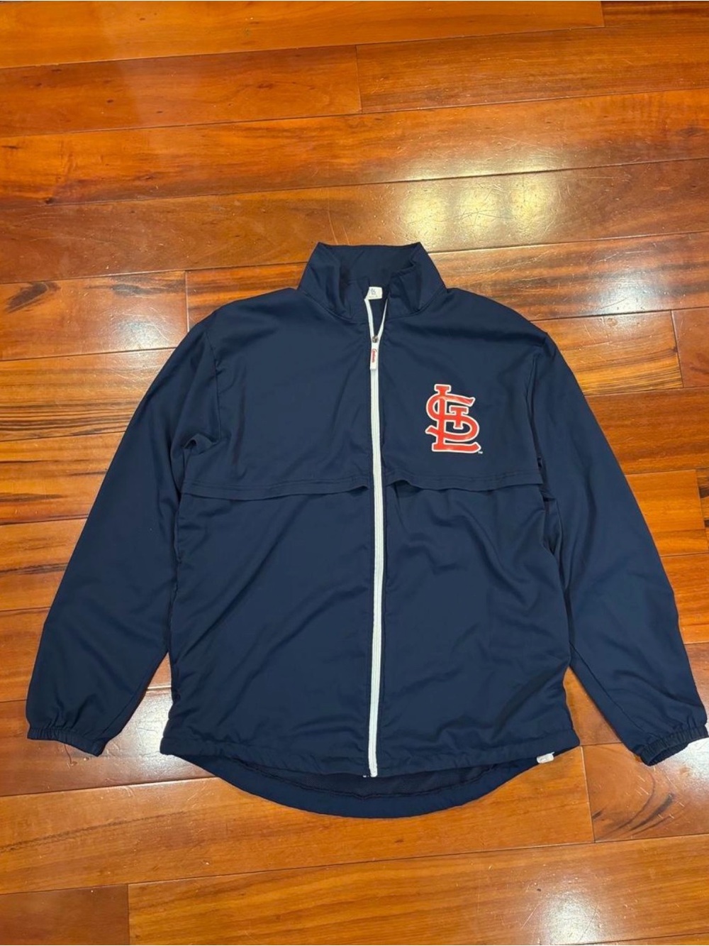 Men Navy Blue Zip-Up Cardinals Sports windbreaker Jacket with Team Logo
